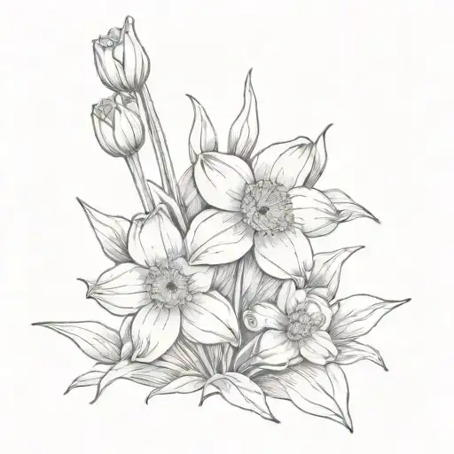daisy and narcissus flower tattoo design idea