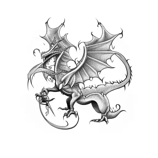 a wyvern in heraldic style tattoo design idea