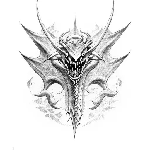 a wyvern in heraldic style tattoo design idea