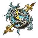 mortal kombat logo with lightning behind it tattoo design idea