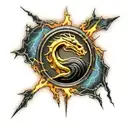 mortal kombat logo with lightning behind it tattoo design idea