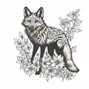 maned wolf, flowers, tattoo design idea