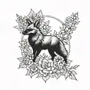 maned wolf, flowers, tattoo design idea