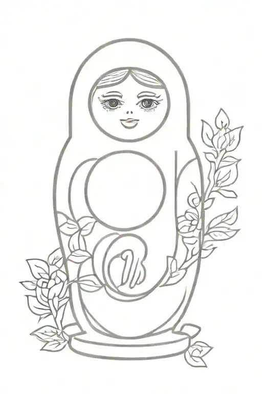 russian nesting doll and number 8 combined together tattoo design idea