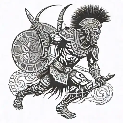 Zulu warrior battling tattoo design idea