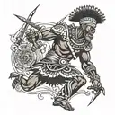 Zulu warrior battling tattoo design idea