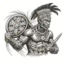 Zulu warrior battling tattoo design idea