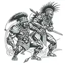 Zulu warrior battling tattoo design idea