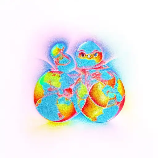 fire ice math family tattoo design idea