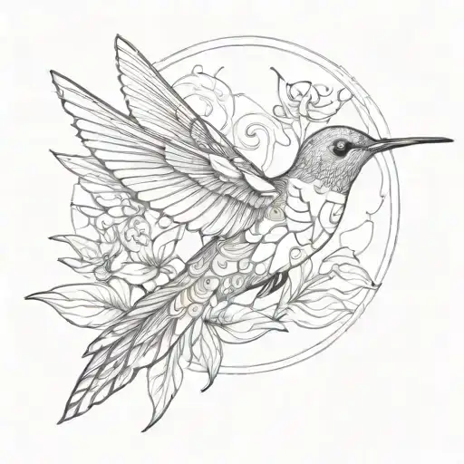 hummingbird hovering tattoo design idea