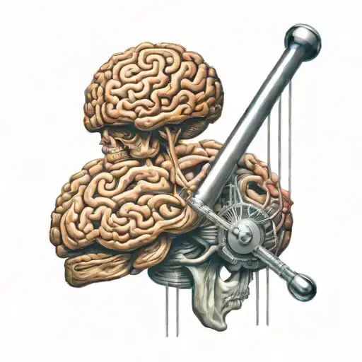 brain being impaled by a gym bar tattoo design idea