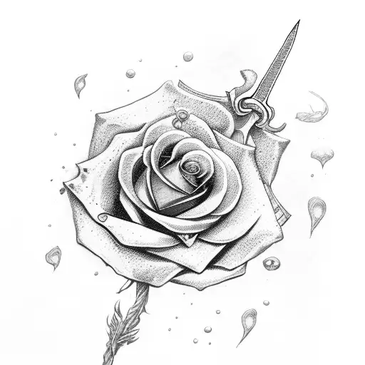sword with rose wrapped around it  tattoo design idea