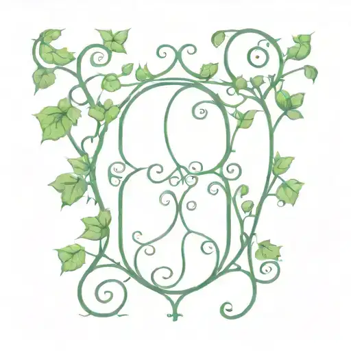 ivy vines growing shaped like minimalist Grécourt Gates tattoo design idea