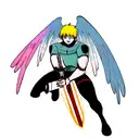  bright color titans  with big eyes swords and titans tattoo design idea