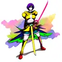  bright color titans  with big eyes swords and titans tattoo design idea