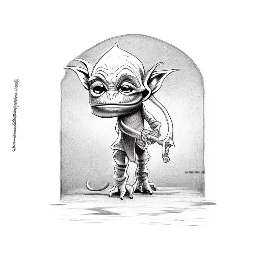 gothic cute full body goblin  tattoo design idea
