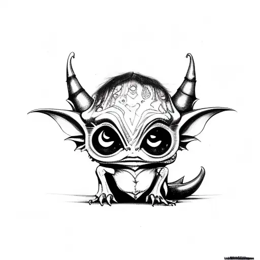 gothic cute full body fairy goblin  tattoo design idea