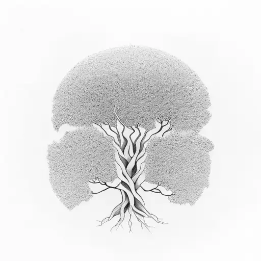 A minimalist black and grey Tree of Life tattoo with a hidden message within the branches, symbolizing the unbreakable bond between friends tattoo design idea
