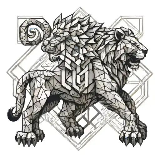 lion and kratos tattoo design idea