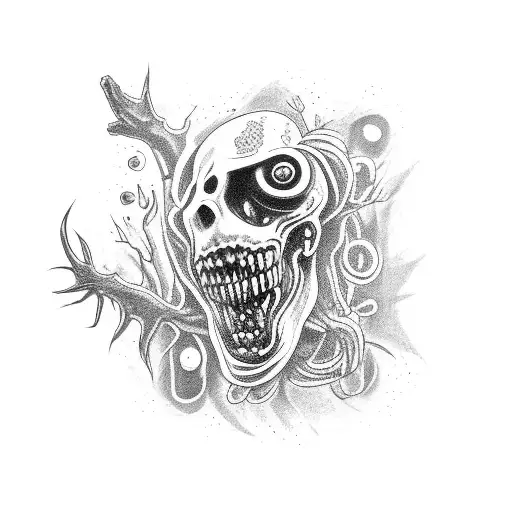 A zombie animal band performing in a nature-inspired concert tattoo design idea