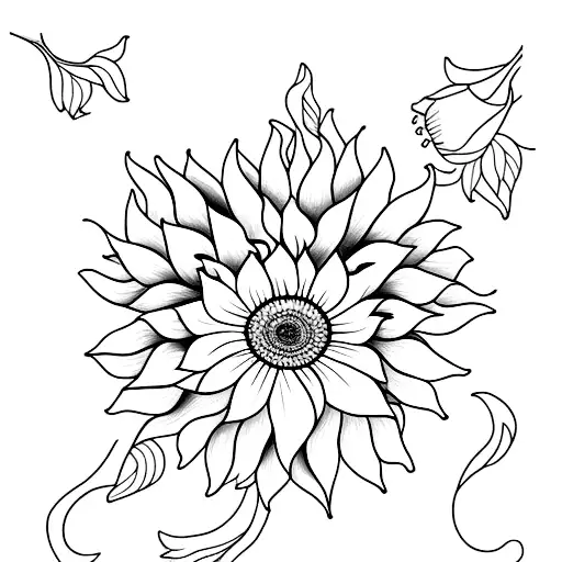 sunflowers hydrangeas gerbera tattoo design idea