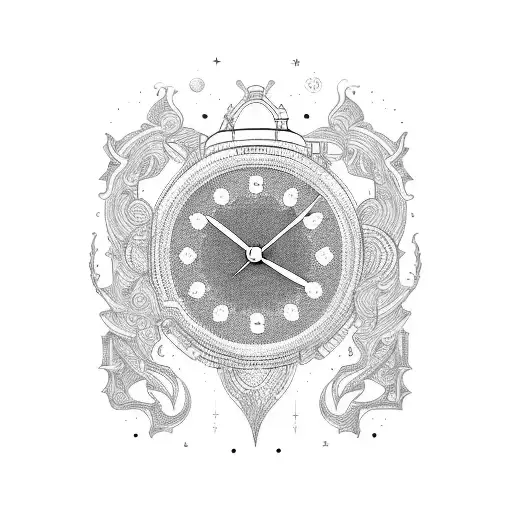 digital clock 1312 in space style tattoo design idea