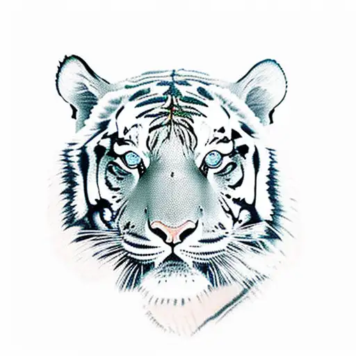 tiger walking around roses tattoo design idea
