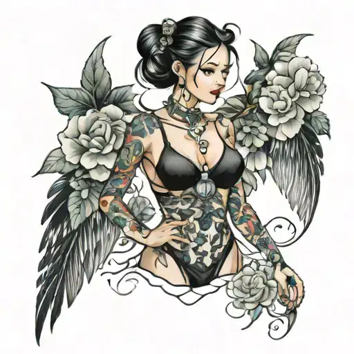 see-through clothes tattoo design idea