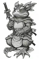 samurai Frog smoking tattoo design idea