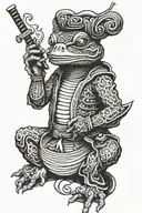 samurai Frog smoking tattoo design idea
