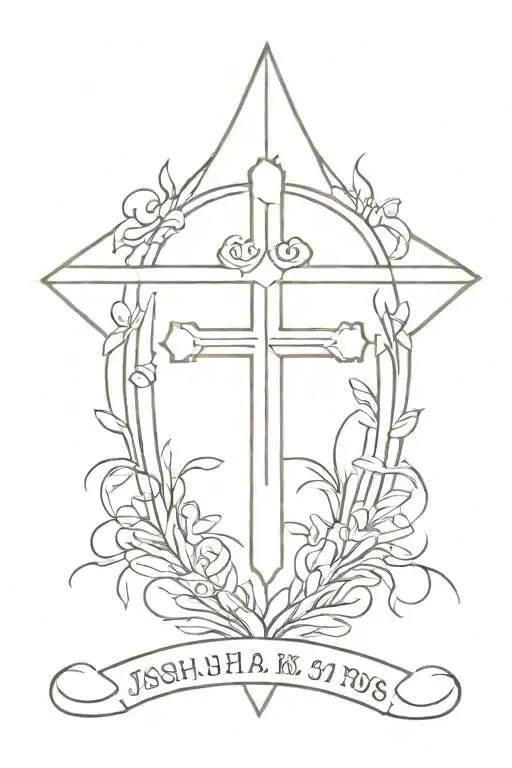 cross with joshua 1:9 bible verse tattoo design idea