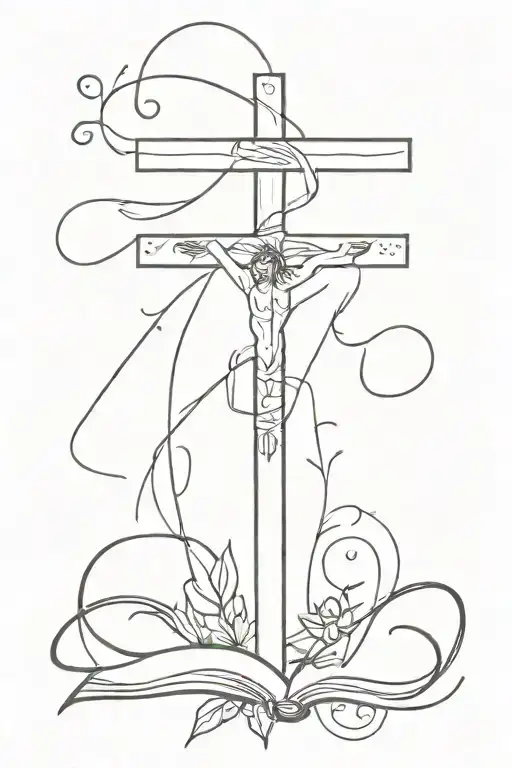cross with joshua 1:9 bible verse tattoo design idea