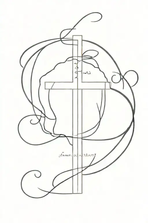 cross with joshua 1:9 bible verse tattoo design idea