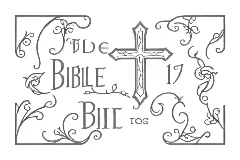 cross with bible verse Joshua 1:9 bible verse tattoo design idea