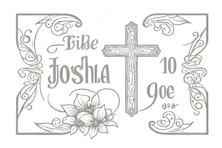 cross with bible verse Joshua 1:9 bible verse tattoo design idea