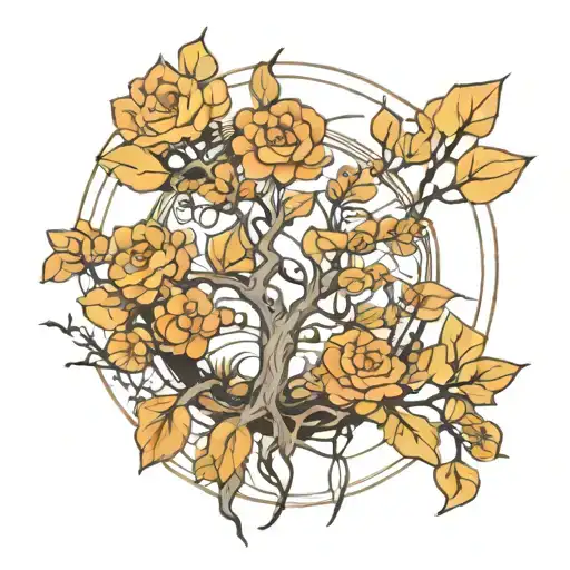 tress simple line work tattoo design idea