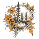 tress simple line work tattoo design idea