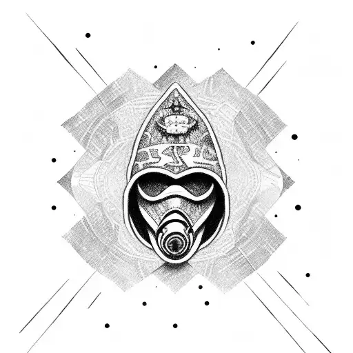 Ski-Mask with script "BOW DOWN, NO CHANCE" tattoo design idea