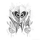 Ski-Mask with script "BOW DOWN, NO CHANCE" tattoo design idea