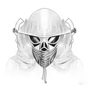 Ski-Mask with script "BOW DOWN, NO CHANCE" tattoo design idea