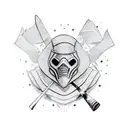 Ski-Mask with script "BOW DOWN, NO CHANCE" tattoo design idea