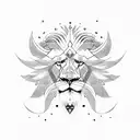 lion and eagle with blue eyes aggressive look tattoo design idea