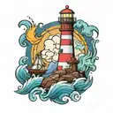 lighthouse bricks cookie  tattoo design idea