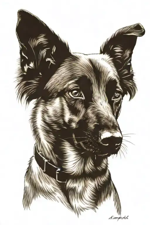 Portrait of a Belgian Malinois tattoo design idea