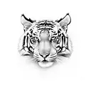 One face split in half, one half is warriors face and the other half is tigers face tattoo design idea