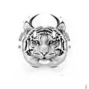 One face split in half, one half is warriors face and the other half is tigers face tattoo design idea