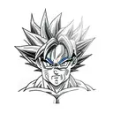 black and white with blue highlights. Goku from dragon ball z tattoo design idea