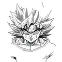 black and white with blue highlights. Goku from dragon ball z tattoo design idea