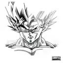 black and white with blue highlights. Goku from dragon ball z tattoo design idea