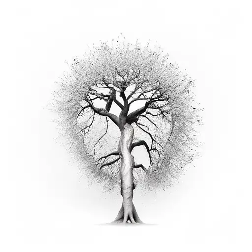 hollow fig strangler tree tattoo design idea